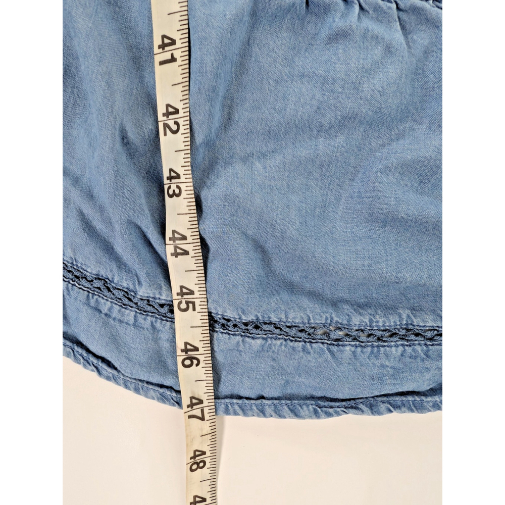Old Navy Smocked Blue Chambray Midi Dress Off Shoulder 2XL Cowgirl Western - Picture 10 of 11
